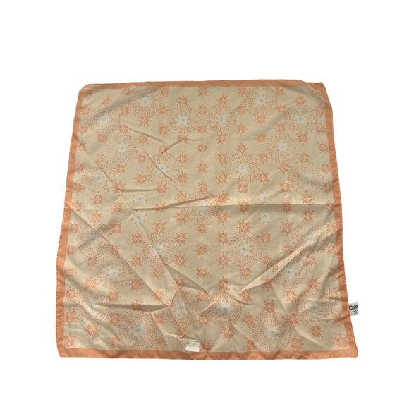 Qiana Vintage Square Scarf 100% Nylon Orange Floral Italy Lightweight - Picture 2 of 6